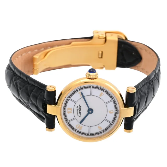 Cartier SV925 Must Vendôme Vermeil W1009854 Quartz Silver in Silver Leather from VINTAGE QOO TOKYO, photo 2 of 2