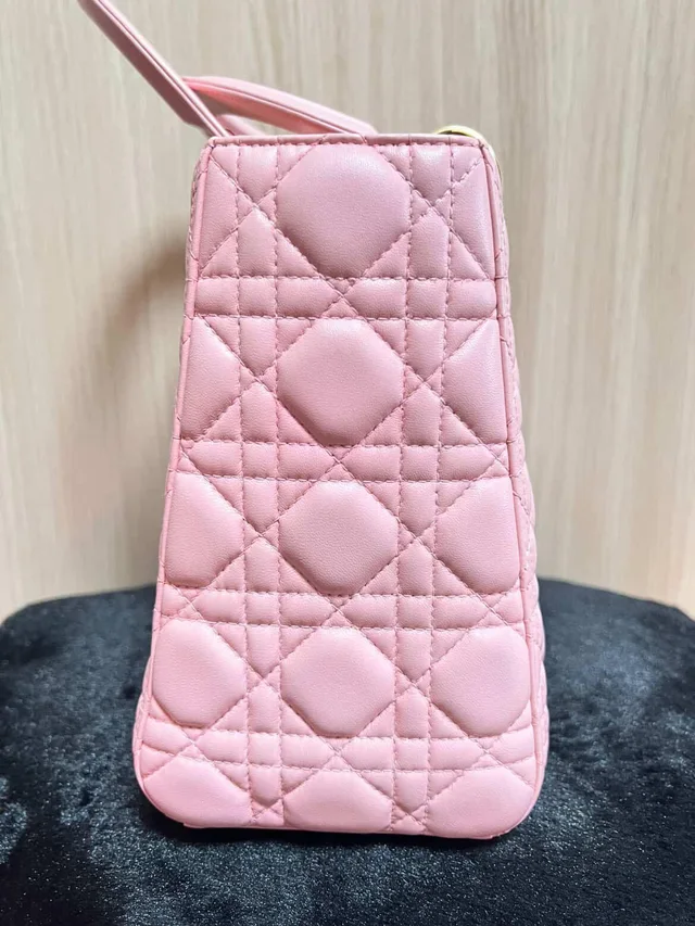 Medium Cannage Pink Lady Dior bag in Pink from HEWI, photo 3 of 6