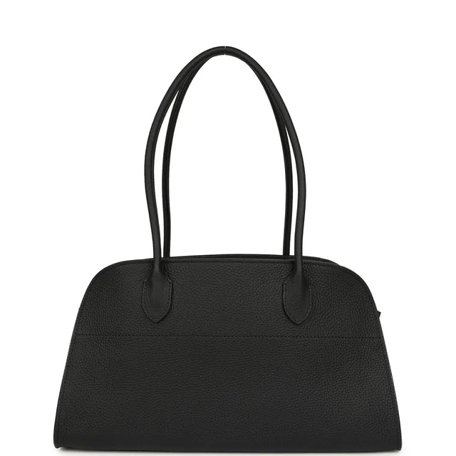 The Row Soft Margaux Shoulder 12 Bag Black Calfskin Silver Hardware in Black Calfskin from Madison Avenue Couture