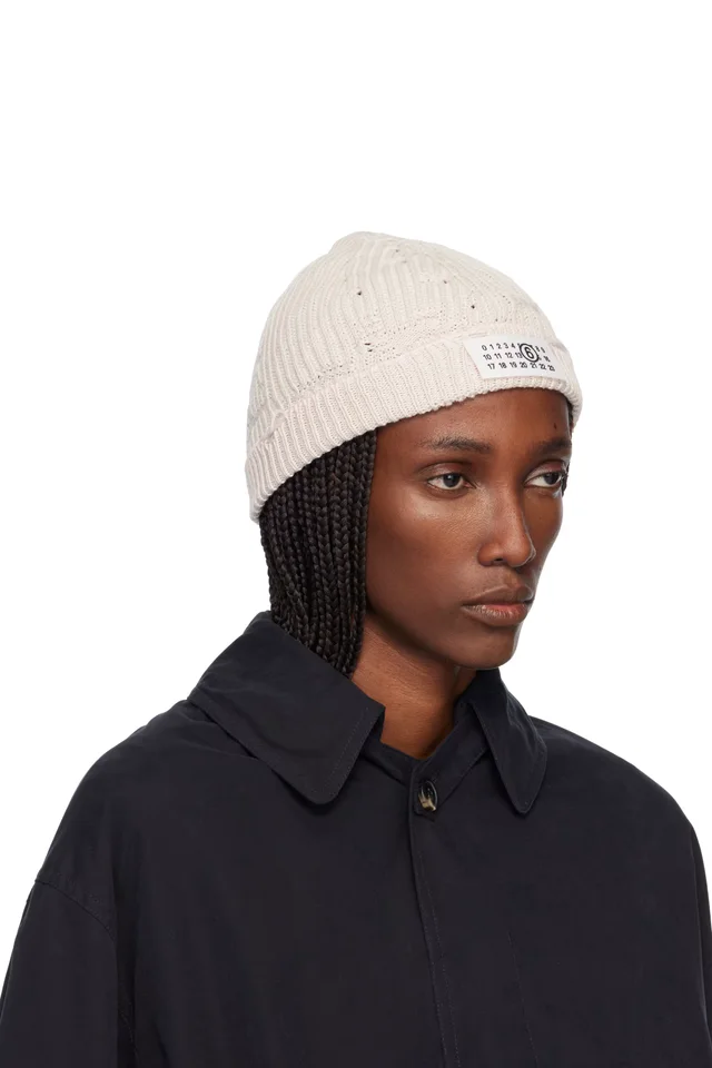 MM6 Maison Margiela Pink & Gray Amended Optical Ribs Beanie, photo 2 of 3 from SSENSE