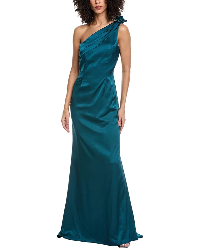 Rene Ruiz One-Shoulder Satin Column Gown, image 1 of 1 from Gilt