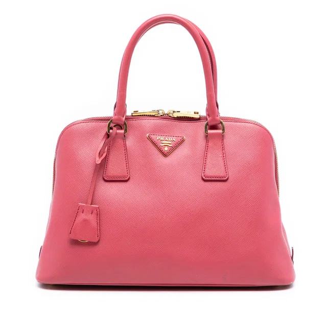 Pink Prada Medium Saffiano Lux Promenade Satchel in Pink Saffiano leather from Designer Revival