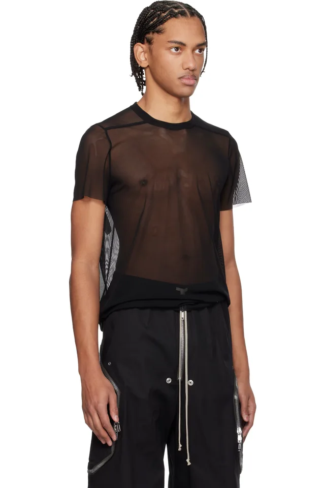 Rick Owens Black Temple Short Level T-shirt, photo 2 of 4 from SSENSE