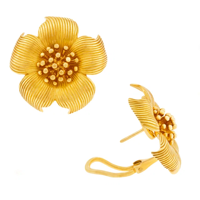 Tiffany & Co. Dogwood Flower Earrings In 18k in Yellow Gold from Gray And Sons
