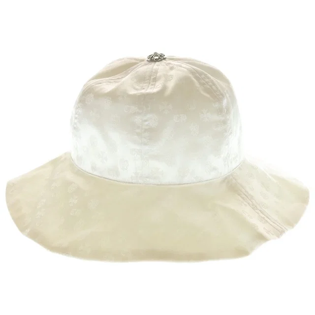 Chrome Hearts CH All Over Print Cross Ball Button Silk Bucket Hat White in White Silk from The Reluxe