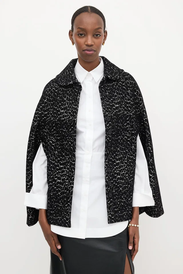 Alaïa Jacquard Cape Jacket in Wool from VSP Consignment