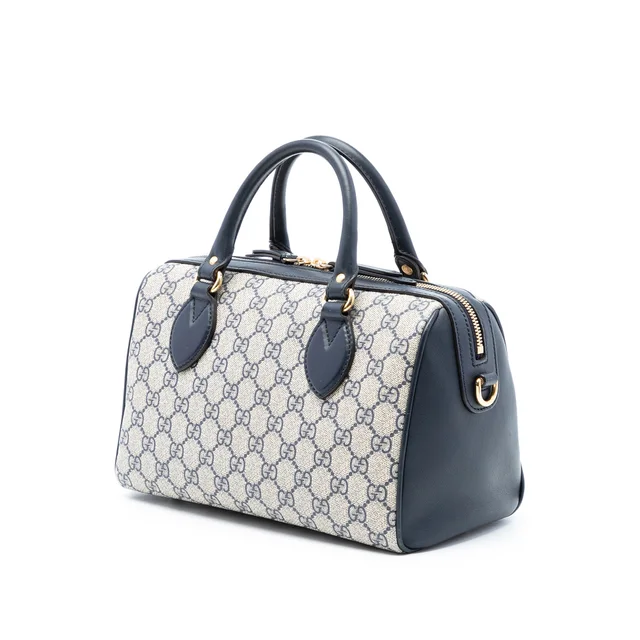 Beige Gucci Small GG Supreme Boston Bag Satchel in Beige Coated canvas from Designer Revival, photo 2 of 2