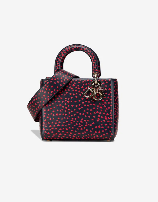 Dior Lady Medium Calf Black / Red in Black, Multicolour, Red Calfskin from SACLÀB