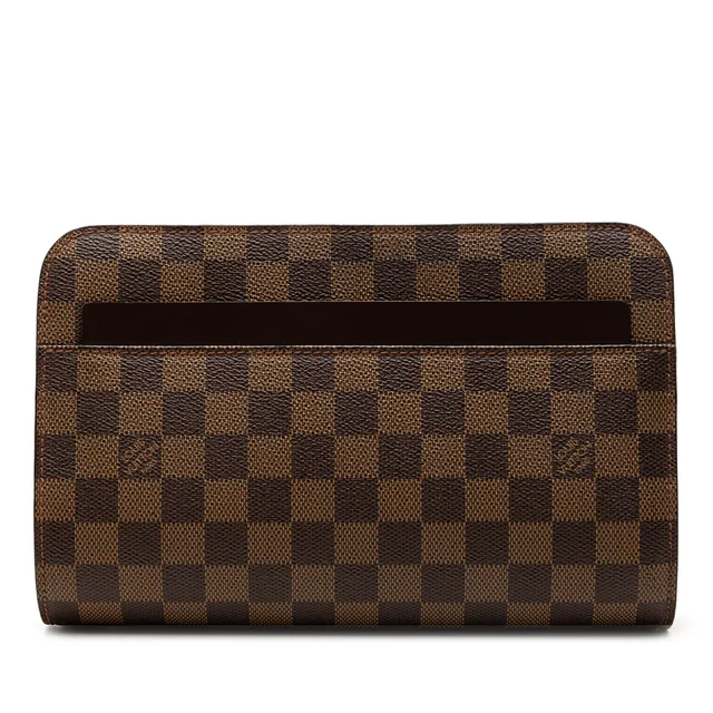 Brown Louis Vuitton Damier Ebene Saint Louis Pochette Clutch Bag in Brown Canvas from Designer Revival, photo 1 of 1