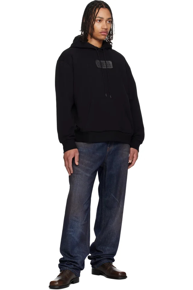 MM6 Maison Margiela Black Logo Patch Hoodie, photo 4 of 4 from SSENSE