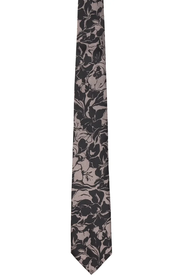 Dries Van Noten Purple & Black Printed Silk Tie from SSENSE, photo 1 of 1