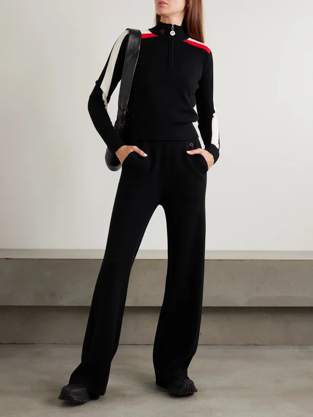 PERFECT MOMENT Embroidered merino wool wide-leg pants in Black, photo 2 of 2 from NET-A-PORTER (Canada)