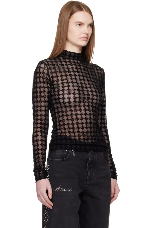 AMIRI Black MA Quad Flocked T-shirt, photo 2 of 4 from SSENSE