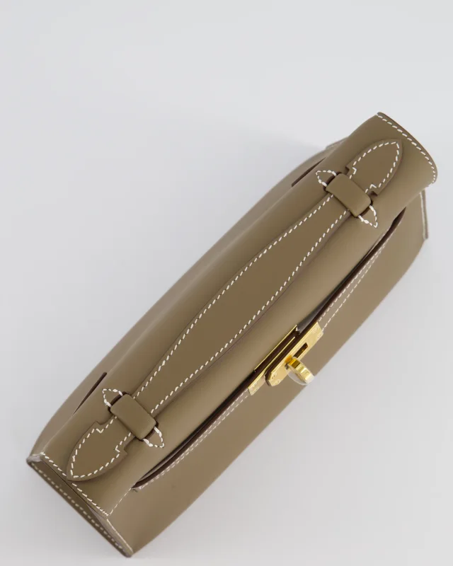 Hermès Kelly Pochette Bag in Taupe Swift leather from Sellier, photo 16 of 19