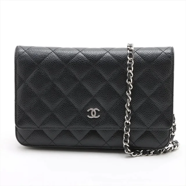 Chanel Caviar Wallet on Chain Black Microchipped in Black Caviar leather from The Purse Affair
