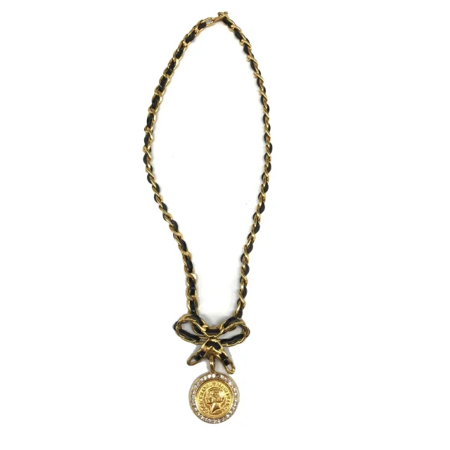 Gucci Chanel Medallion Necklace Gold Rhinestone in Gold Others from LuxUness, photo 2 of 4