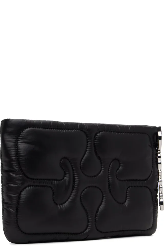GANNI Black Quilted Re-Tech Pouch, photo 2 of 4 from SSENSE