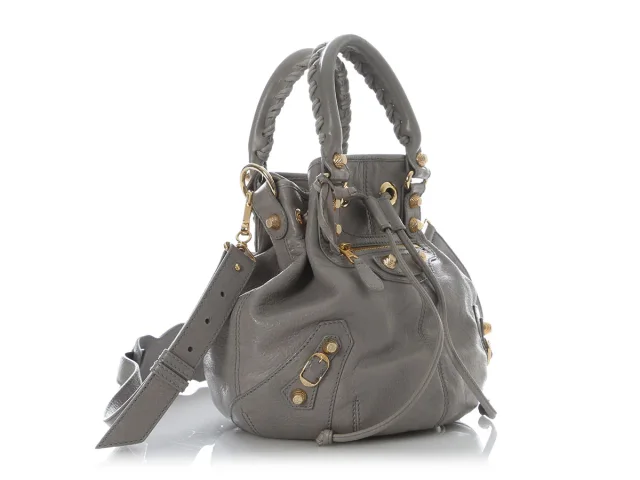 Balenciaga Gray Giant 12 Gold Pompon in Grey Leather from Ann's Fabulous Finds, photo 5 of 9