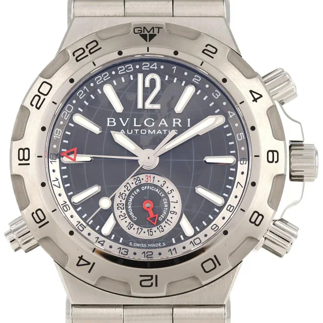 Bvlgari Bvlgari Diagono Gmt Stainless Steel Watch Metal Automatic Dp42Sgmt/dp42C14Ssdgmt in Grey in gray from Grailed