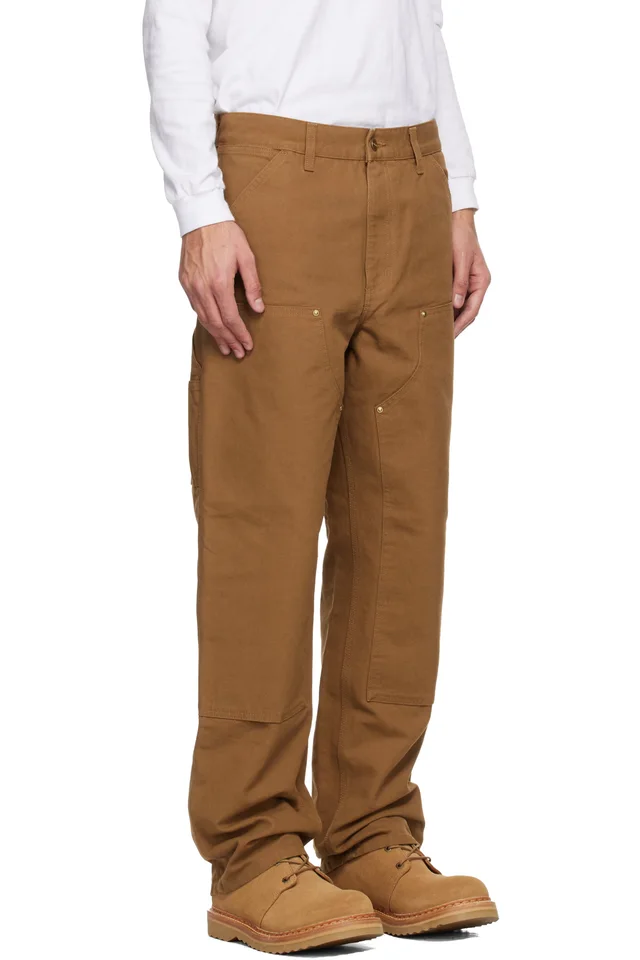 Carhartt Work In Progress Brown Double Knee Trousers, photo 2 of 4 from SSENSE
