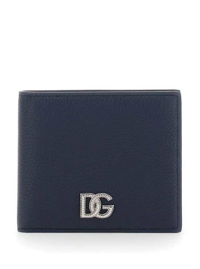 Dolce & Gabbana Bi-Fold Leather Wallet — Navy in Navy Leather from HEWI