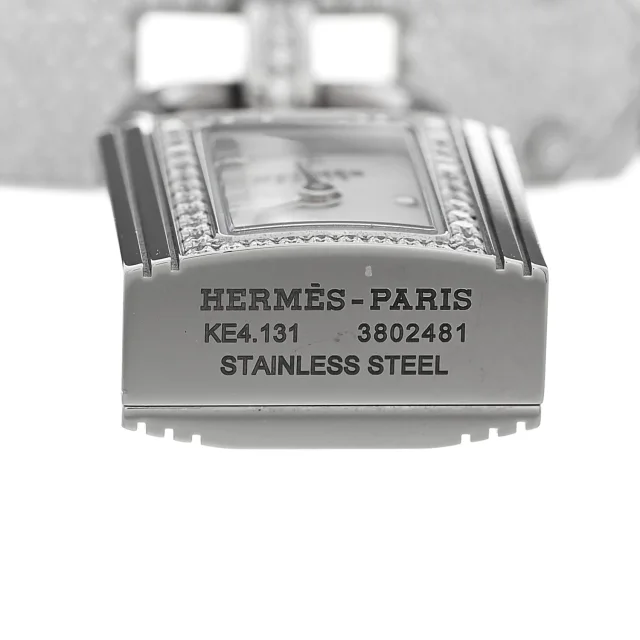 Hermès Stainless Steel Diamond Pave 16mm Kelly Quartz Watch from FASHIONPHILE, photo 5 of 5