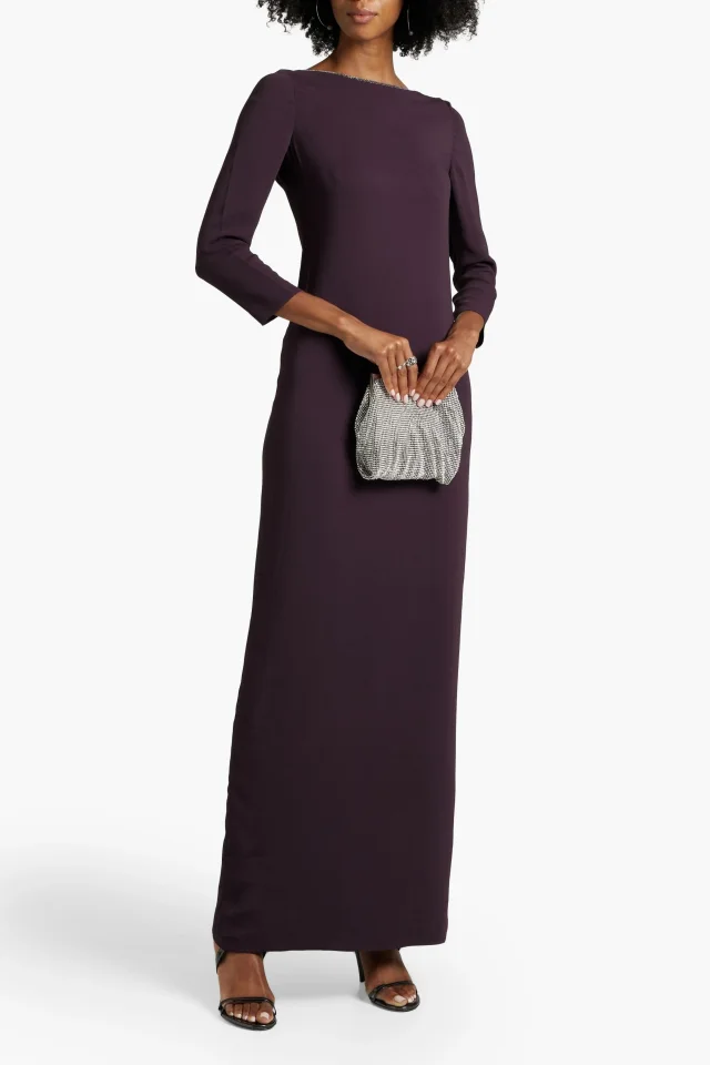 Fabiana Filippi Bead-Embellished Crepe Maxi Dress in Grape, photo 2 of 4 from THE OUTNET