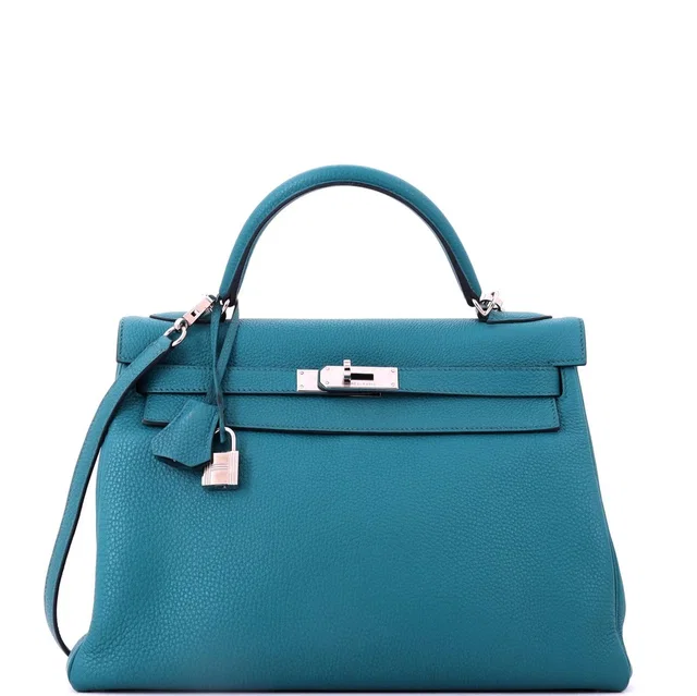 Hermès Kelly Handbag Bleu Izmir Togo with Palladium Hardware 32 in blue Togo leather from Rebag