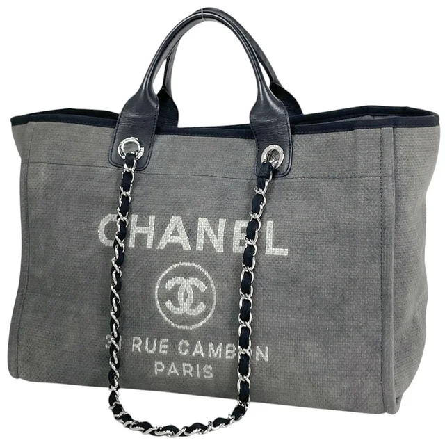Chanel Tote Bag Deauville Line 2-Way Canvas Gray in Grey Canvas from The Reluxe