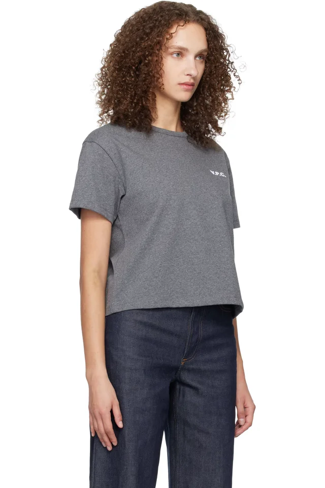 A.P.C. Gray Boxy Petit 'VPC' T-shirt, photo 2 of 4 from SSENSE