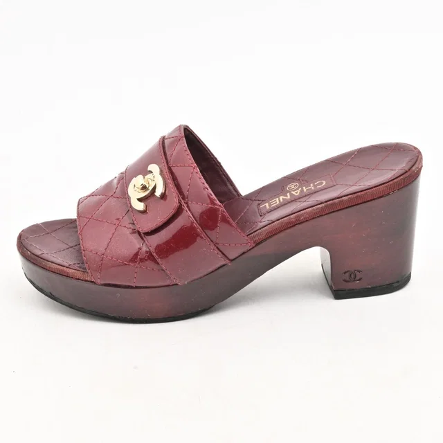 Chanel Mules Red Quilted CC Logo Turnlock Leather in Red Leather from The Reluxe