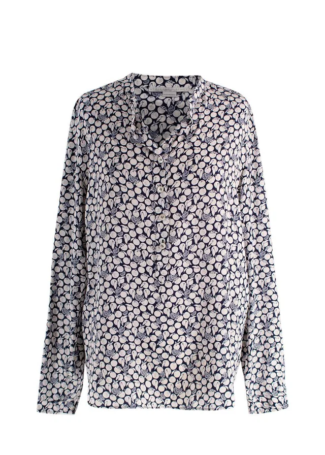 Stella McCartney Navy Lemon Print Silk Shirt in Navy Silk from HEWI