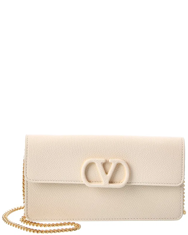 Valentino VLogo Signature Leather Wallet On Chain, image 1 of 1 from Gilt