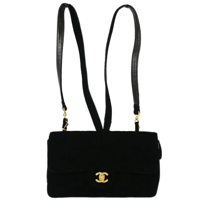 Chanel 1994-1996 Black Velvet Backpack in Black Velvet from AMORE Vintage Tokyo