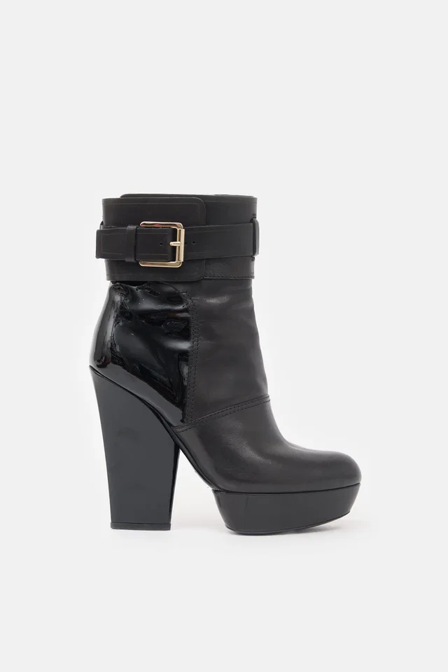Dior Leather Buckle Platform Boot in Leather from VSP Consignment