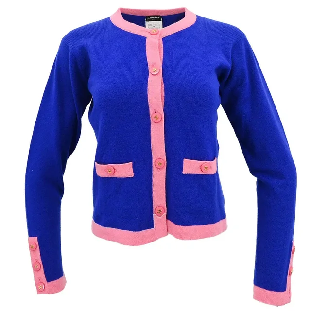 Chanel 1995 Cardigan Blue #44 in Blue Cashmere from AMORE Vintage Tokyo