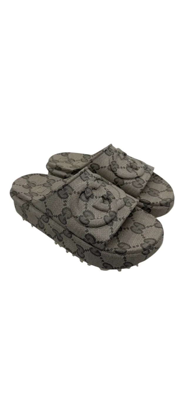 Gucci Monogram Platform Sandals Taupe Sz39 in Taupe from Luxury Promise