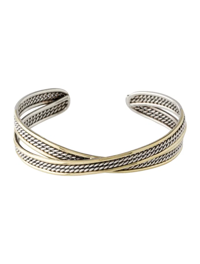 David Yurman Two-Tone Origami Crossover Cuff, 6.5" in multicolor from The RealReal
