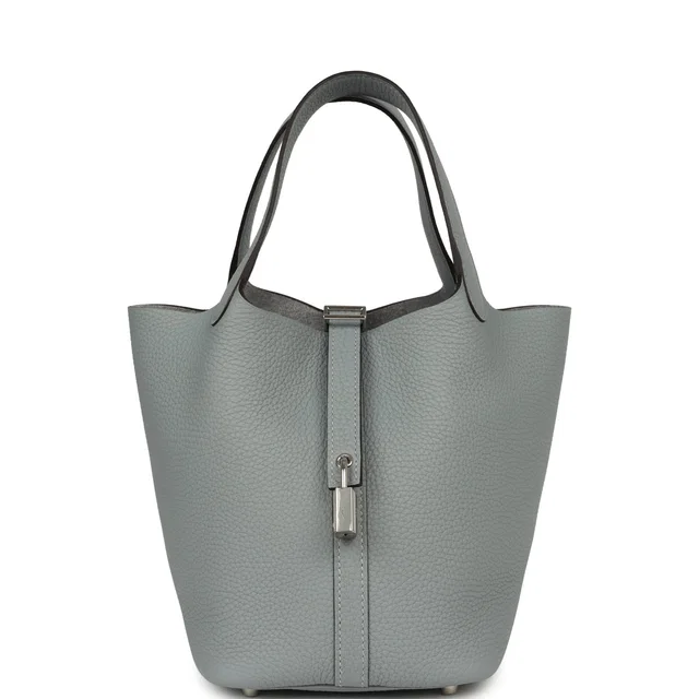 Hermès Picotin Lock 18 Gris Pantin Clemence Palladium Hardware in Grey Clemence leather from Madison Avenue Couture