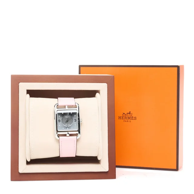 Hermès Stainless Steel Swift Diamond 29mm Cape Cod Automatic Watch Rose Sakura in Pink Swift leather from FASHIONPHILE, photo 5 of 5