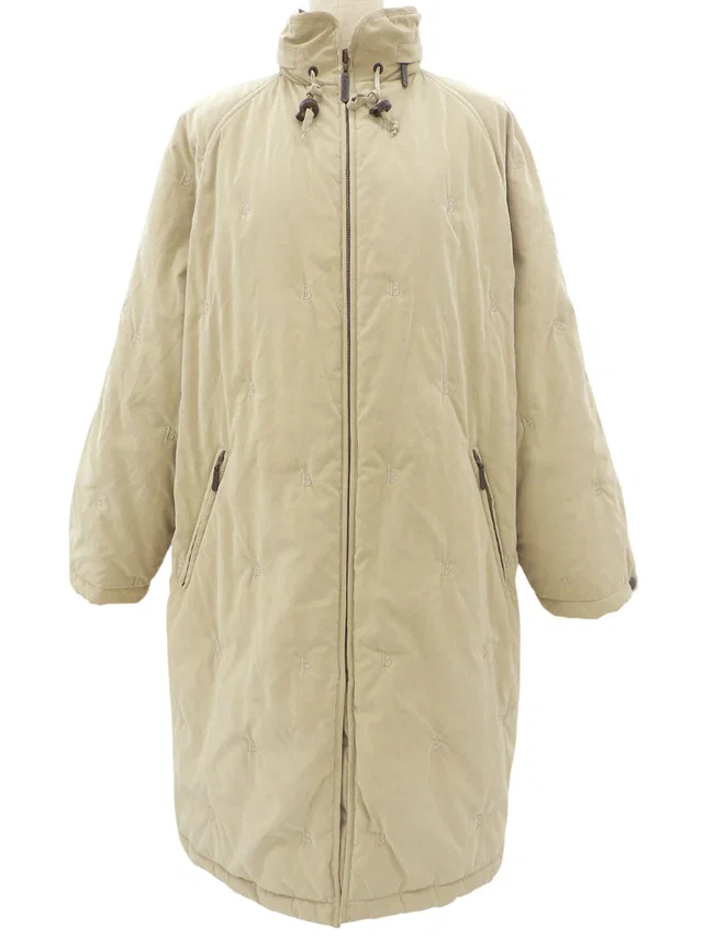 Burberry Embroidered Logo Padded Coat #9 Beige in Beige from VINTAGE QOO TOKYO