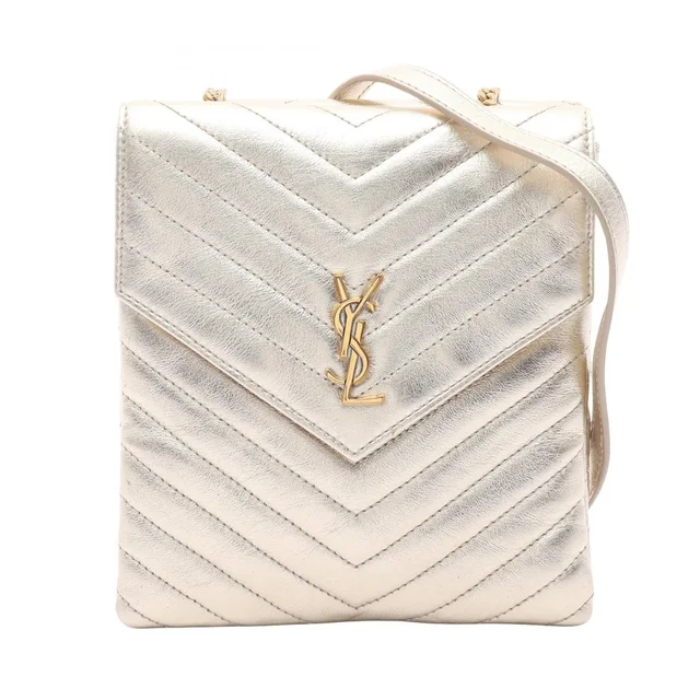 Saint Laurent Logo Shoulder Bag Leather Gold Tone in gold Leather from Poshmark, photo 1 of 1