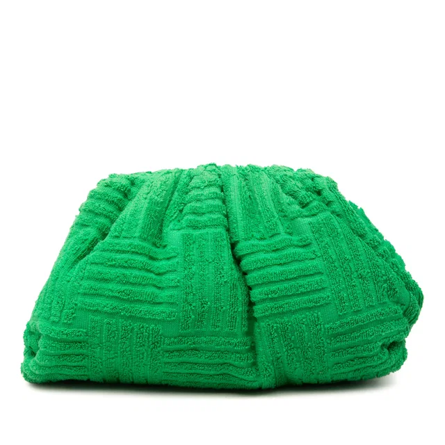 Green Bottega Veneta Teen Terry Cloth The Pouch Clutch Bag in Green from Designer Revival, photo 1 of 1