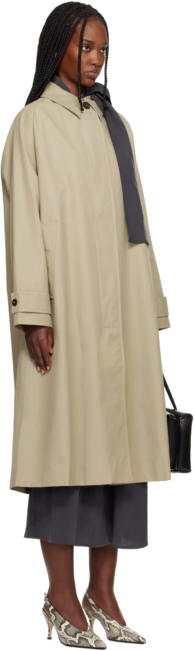 Studio Nicholson Beige Holin Technical Cotton Trench Coat, photo 6 of 8 from SSENSE