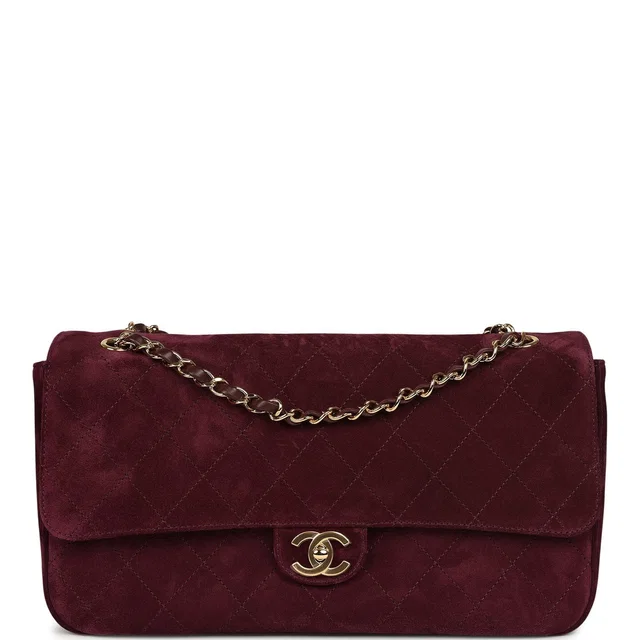 Chanel Maxi "Souplissimo" Small Flap Bag Burgundy Suede Gold Hardware in Burgundy Suede from Madison Avenue Couture