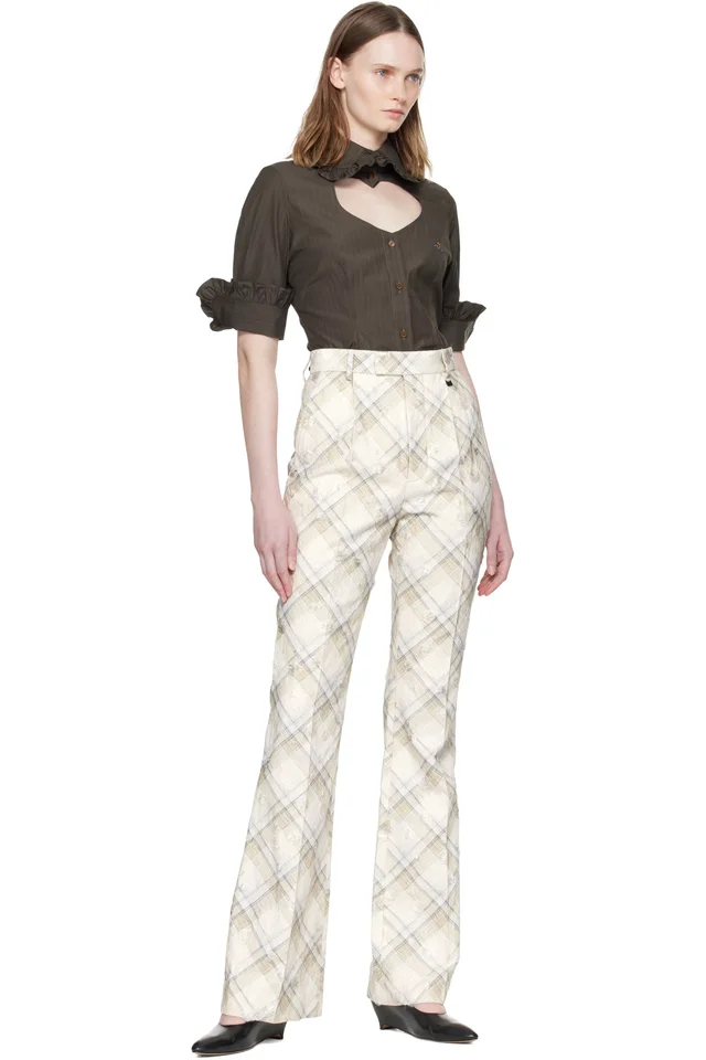 Vivienne Westwood Brown Pinstripe Shirting S/S Toulouse Frill Shirt, photo 5 of 5 from SSENSE