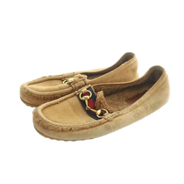 Gucci Shearling Shoes Moccasins Sherry Line Horsebit Suede Brown in Brown Suede from The Reluxe
