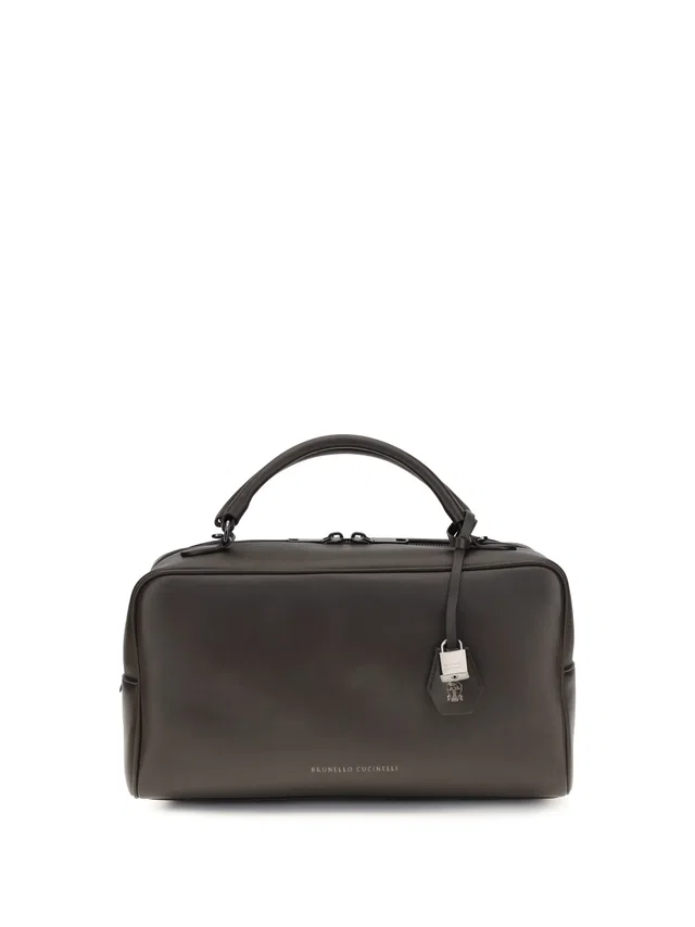 Brunello Cucinelli Boston Explorer Shoulder Bag — Brown Calf Leather Bos Taurus in Brown Calfskin from HEWI