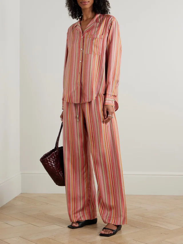 COMME SI Striped silk-twill shirt in Red, photo 2 of 2 from NET-A-PORTER (Canada)