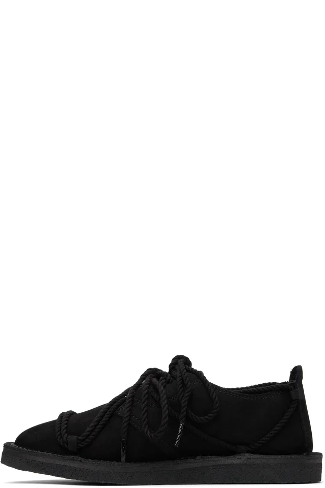 Y's Black Nubuck Leather Random Rope Loafers, photo 3 of 4 from SSENSE